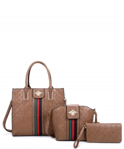 3 in 1 Fashion Bee Style Handbag Set RYXM21161 STONE
